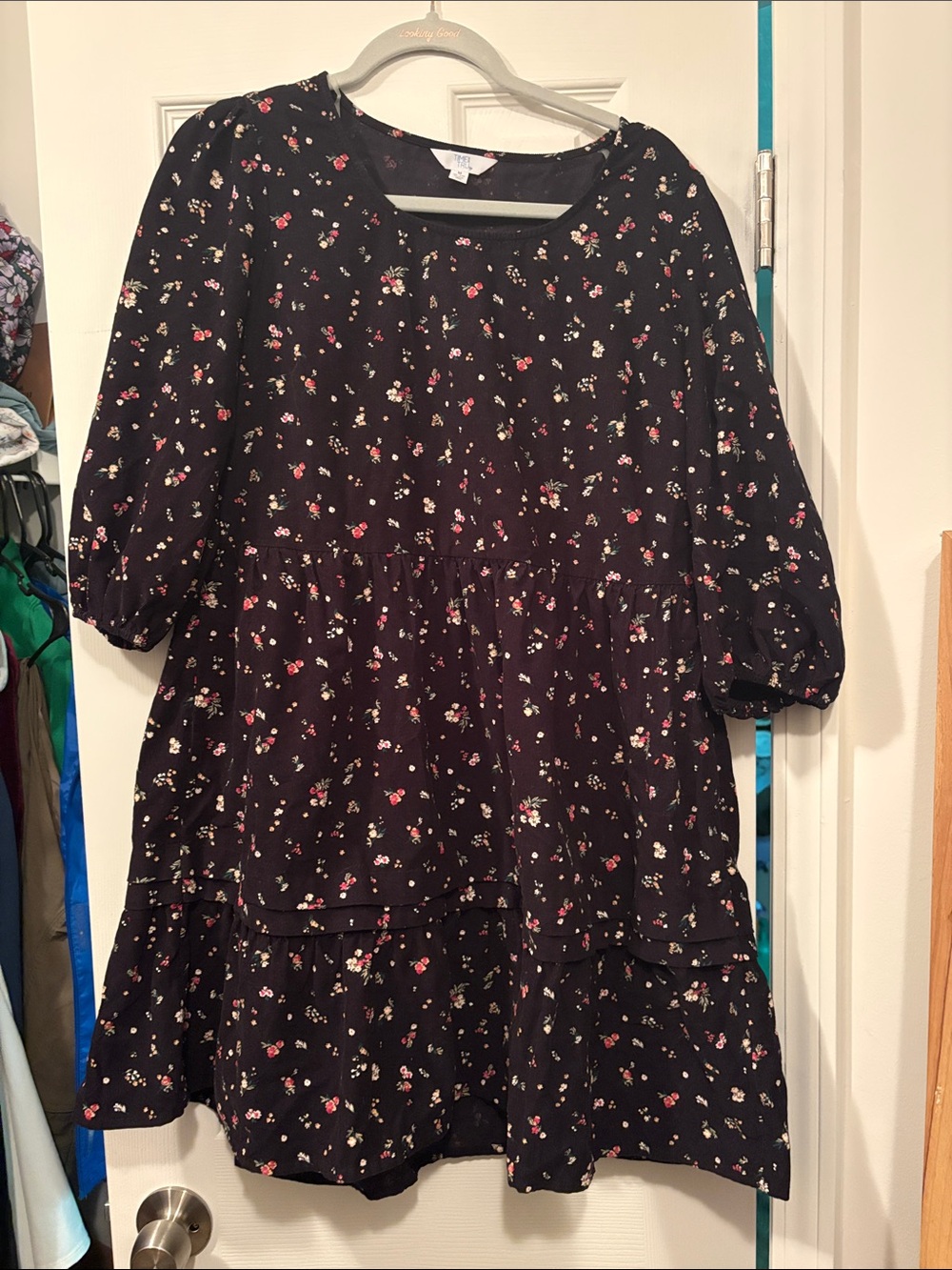 Women’s Black Floral Tiered Dress